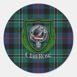 Rose Scottish Clan Tartan & Crest Ronde Sticker