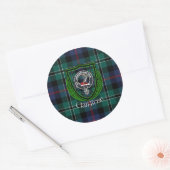 Rose Scottish Clan Tartan & Crest Ronde Sticker (Envelop)