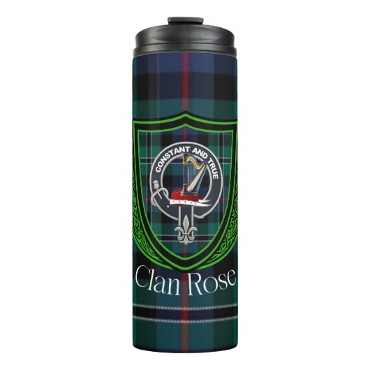 Rose Scottish Clan Tartan & Crest Thermosbeker (Voorkant)