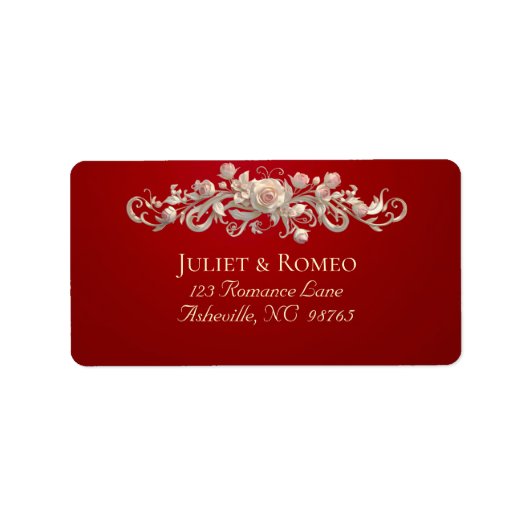 Rose Scroll Retouradres - Rood Etiket (Voorkant)