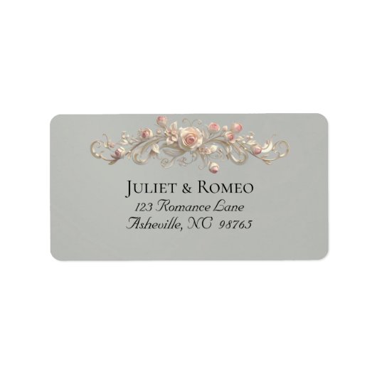 Rose Scroll Retouradres - Salie Etiket (Voorkant)