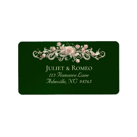 Rose Scroll Retouradres - Smaragd Etiket (Voorkant)