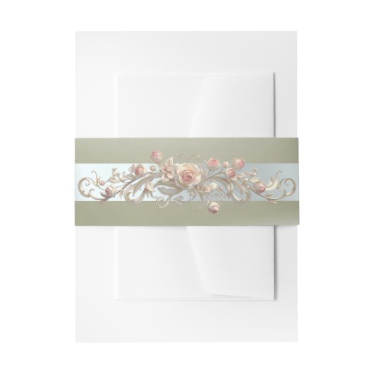 Rose Scroll - Taupe/Zilver Uitnodigingen Wikkel (Voorkant Voorbeeld)