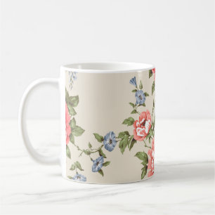 ROSE SEAMLESS PATROON MET BLAUWE BELLENpatroon,f Koffiemok