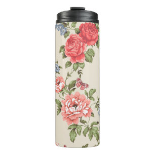 ROSE SEAMLESS PATROON MET BLAUWE BELLENpatroon,f Thermosbeker
