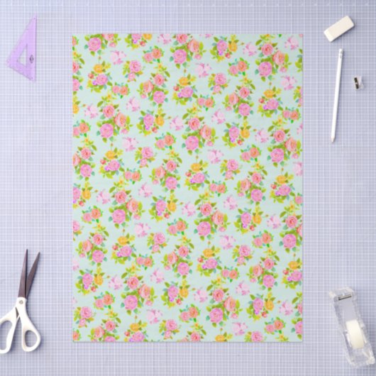 Rose Shabby Vintage Blue Tissuepapier (Craft)