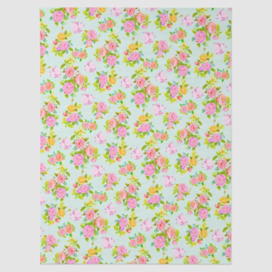 Rose Shabby Vintage Blue Tissuepapier (Voorkant)