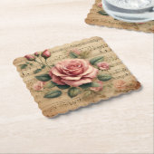 Rose & Sheet Music Paper Onderzetters – Meer Vorme (Gebogen)