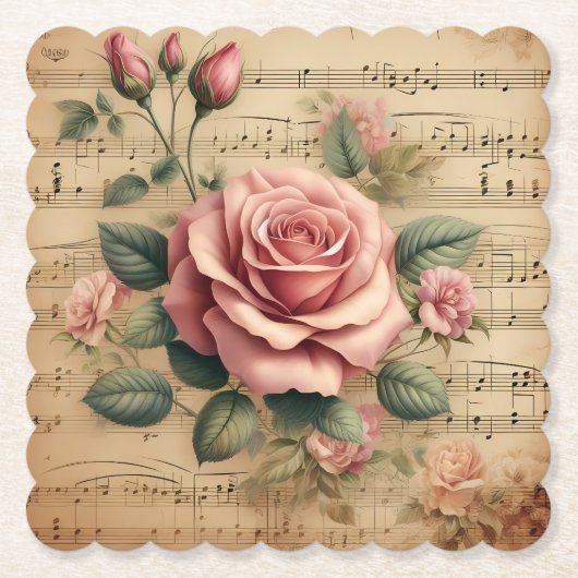 Rose & Sheet Music Paper Onderzetters – Meer Vorme (Voorkant)