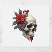Rose Skeleton Skull Hand Red Flower Rose T-Shirt ( Sparkling Wijnetiket (Enkel label)