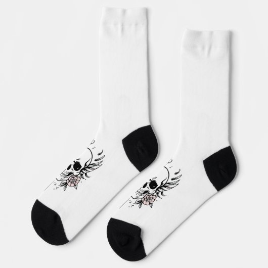 Rose Skull White Socks Sokken (Links)