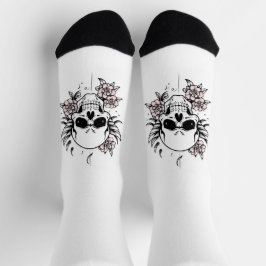 Rose Skull White Socks Sokken