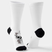 Rose Skull White Socks Sokken (Gebogen)