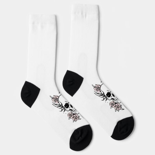 Rose Skull White Socks Sokken (Rechts)