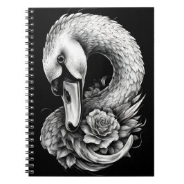 "Rose Swan" Floral Art Spiral Notebook Notitieboek