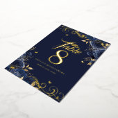 Rose Swirl Navy Quinceanera Gold Table Number  Folie Uitnodiging (Gedraaid)