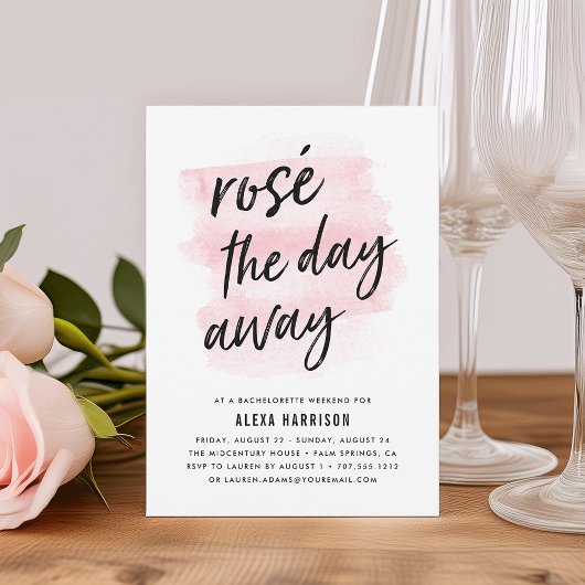 Rosé The Day Away Bachelorette Weekend Invitation Kaart