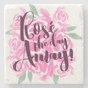 Rosé the Day Away Wine Enthusiasts Typograpy Quot Stenen Onderzetter