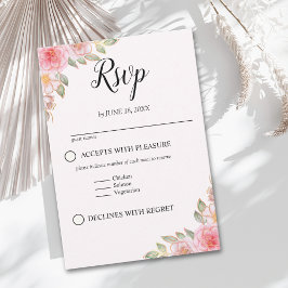 Rose-Tinted Watercolor and Gold Modern Wedding RSVP Kaartje