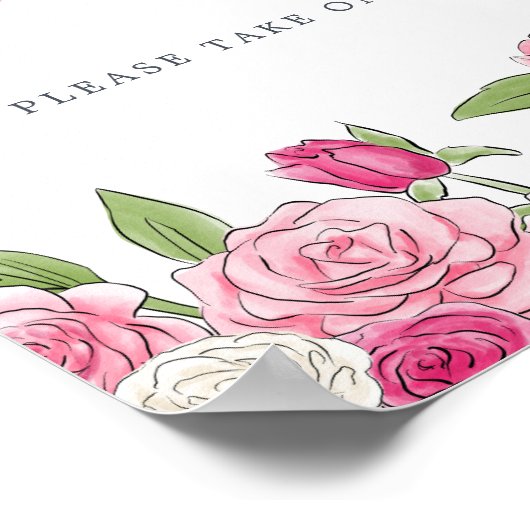 Rosé tuin gunsten teken poster (Hoek)