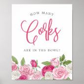Rosé tuin "Hoeveel kurken" gissen spel teken Poster (Voorkant)