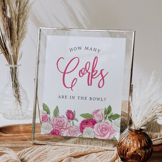 Rosé tuin "Hoeveel kurken" gissen spel teken Poster