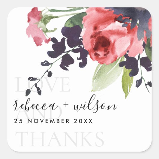 ROSE VROUWVLOEISTELING EN BEDANKT VAN BREEDTE VIERKANTE STICKER (Voorkant)