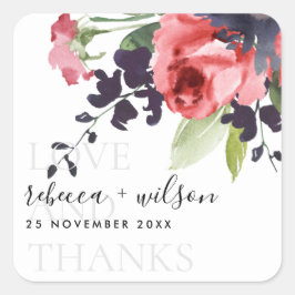 ROSE VROUWVLOEISTELING EN BEDANKT VAN BREEDTE VIERKANTE STICKER