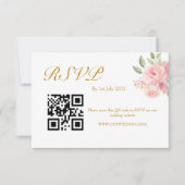 ROSE Watercolor QR-code RSVP Kaartje (Voorkant)