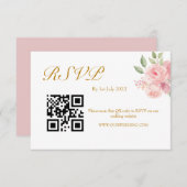 ROSE Watercolor QR-code RSVP Kaartje (Voorkant / Achterkant)