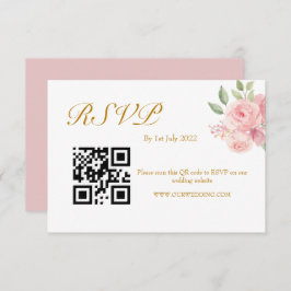 ROSE Watercolor QR-code RSVP Kaartje