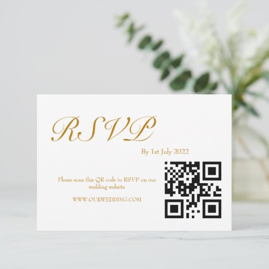 ROSE Watercolor QR-code RSVP Kaartje (Staand voorkant)