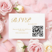 ROSE Watercolor QR-code RSVP Kaartje