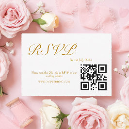 ROSE Watercolor QR-code RSVP Kaartje