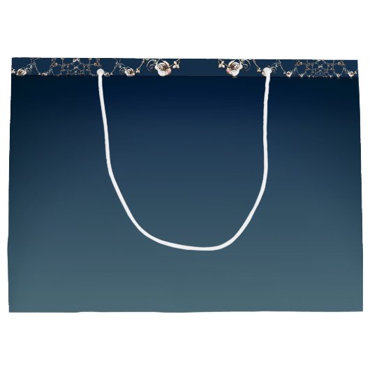 Rose Web on Gradient Blue Gift Bag Groot Cadeauzakje (Achterkant)