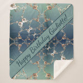 Rose Web on Gradient Blue Sherpa Blanket Deken (Voorkant)