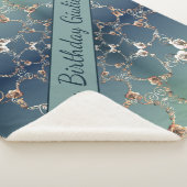 Rose Web on Gradient Blue Sherpa Blanket Sherpa Deken (3/4)