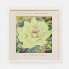 Rose Wedding Napkins | Sage & Ivory Floral | Custo Servet