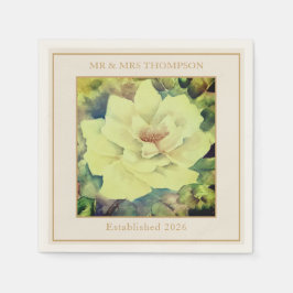 Rose Wedding Napkins | Sage & Ivory Floral | Custo Servet