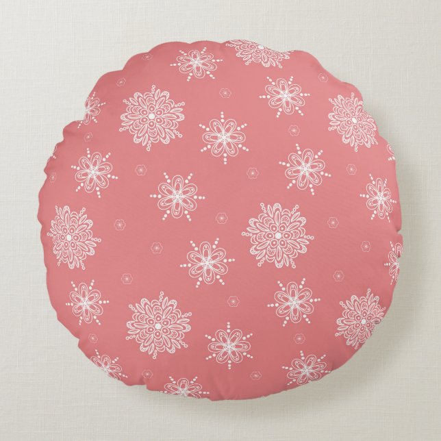 Rose Whimsical Celestial Floral 40cm Rond Kussen (Voorkant)