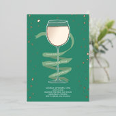 Rosé Wijnglas Wijnmakerij Volwassen Verjaardagsfee Folie Uitnodiging (Staand Voorkant)