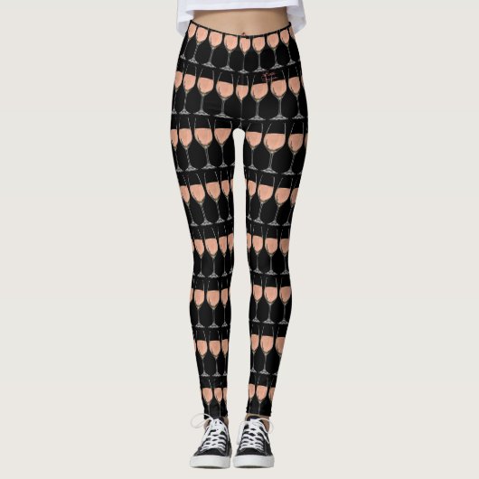Rosé wijnglazen spandex-leggings leggings (Voorkant)
