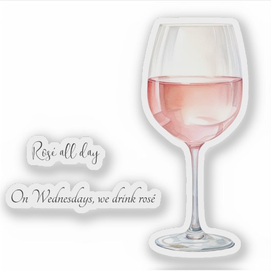 Rosé Wijnliefhebber Sticker met Grappige Wijn Spre (Voorkant)