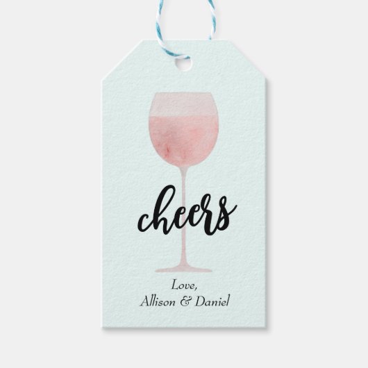 Rosé Wine Glass Cheers Wedding of Shower Favor Cadeaulabel (Voorkant)