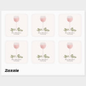 Rosé Wine Glass Cheers Wedding of Shower Favor Vierkante Sticker (Vel)