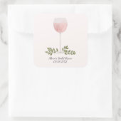 Rosé Wine Glass Cheers Wedding of Shower Favor Vierkante Sticker (Tas)