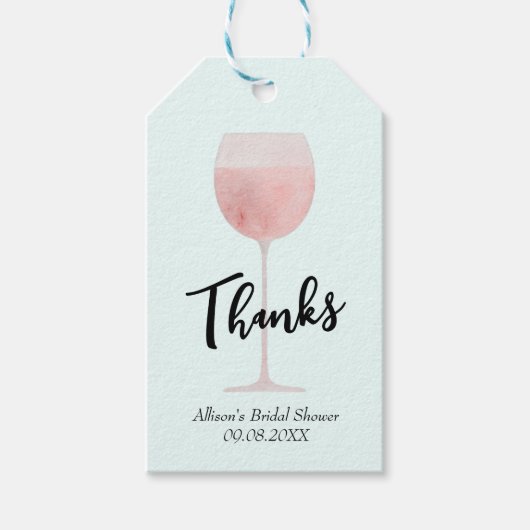 Rosé Wine Glass Vrijgezellenfeest Hartelijk dank Cadeaulabel (Voorkant)
