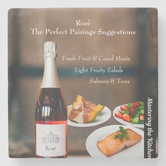 Rose Wine Pairing Guide/Mastering the Kitchen Stenen Onderzetter (Voorkant)