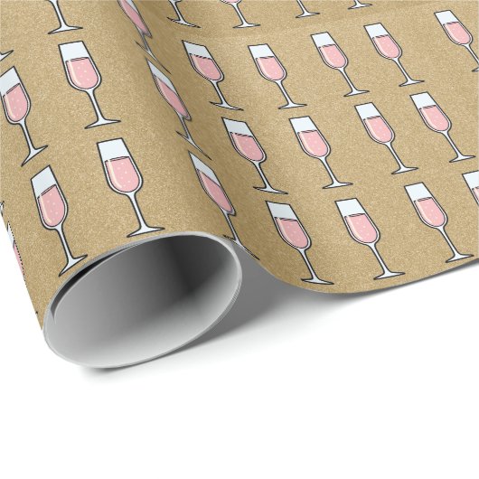Rose Wine Pattern Gold Cadeaupapier (Rol Hoek)