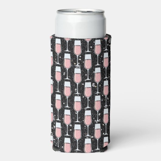 Rose Wine Pattern Seltzer Blikjeskoeler (Seltzer Voorkant)